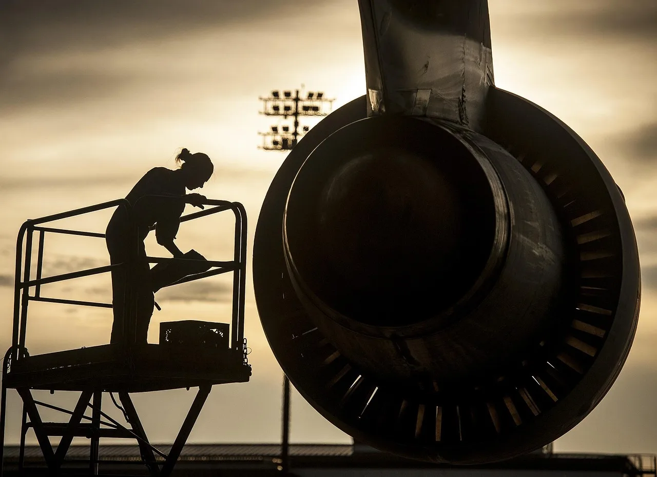 mechanic, jet, sunset, engine, nature, plane, sky, clouds, silhouette, outside, base, military, brown plane, brown airplane. ATM route preventive maintenance checklist: what to keep and what to drop