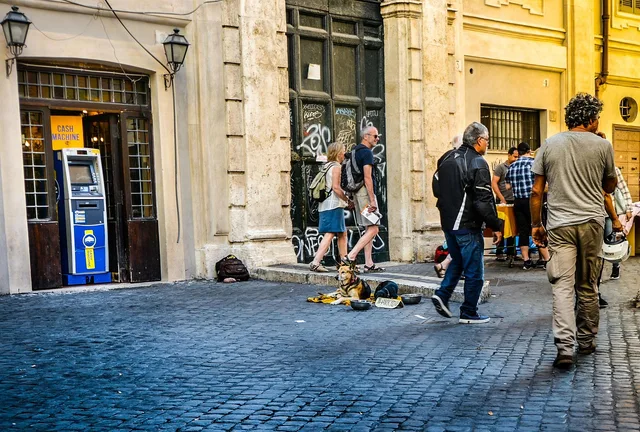 rome, trastevere, city, urban, italian, dog, beggar, bed, street, tourist, italy, cobblestone, door, business, pet, briefcase, offering, thank you, animal, sign, atm. ATM Route Pricing: Who Controls Each Decision?