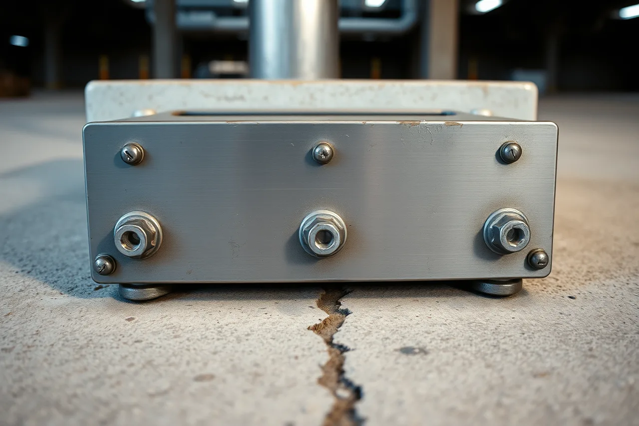 Anchor bolts securing an ATM base plate to a concrete floor (How to keep an ATM route safe from theft and tampering)